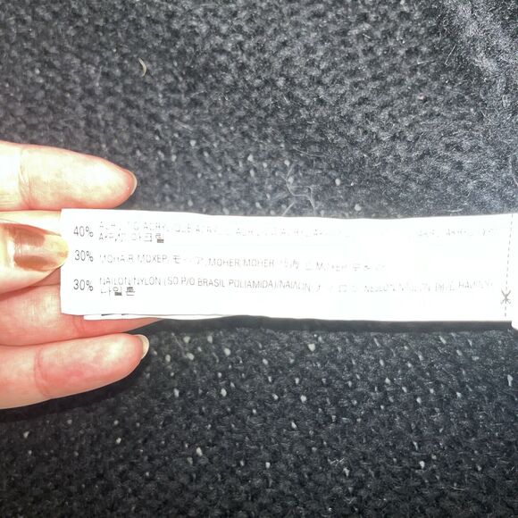 Lara Knit Cardigan Sweater Sz M Black Open Front Knit Mohair Blend Made in Italy - Picture 5 of 16